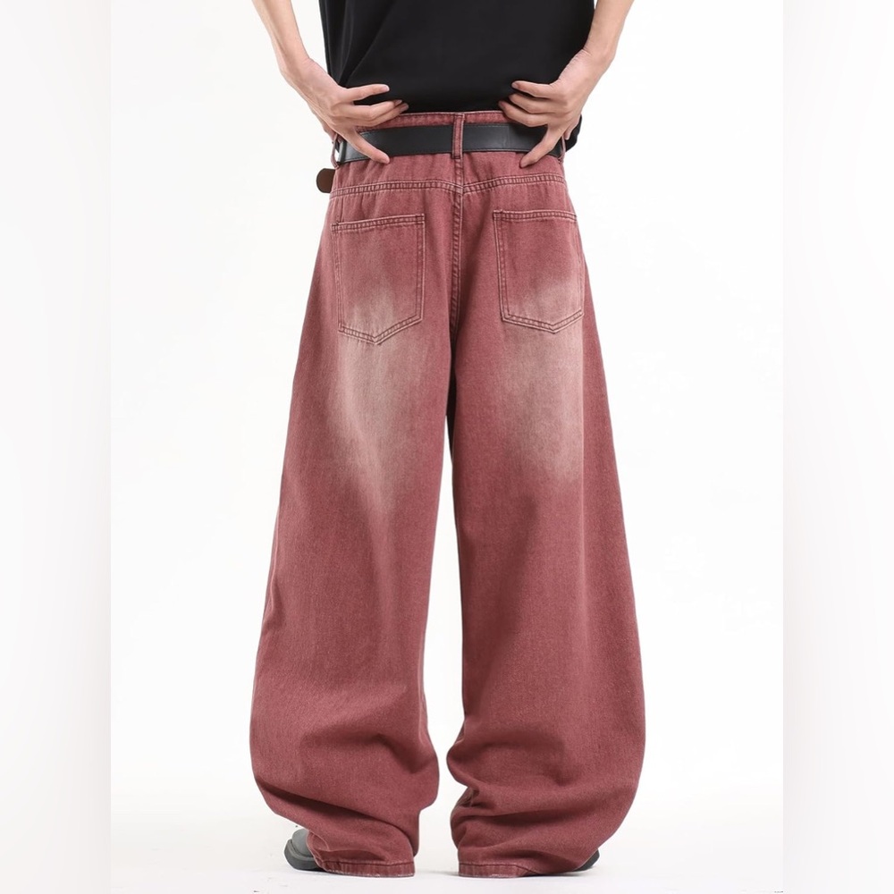 New Hip Hop Baggy Wide-Leg Rust Red Jeans NWT / DFGIGT